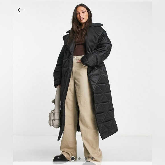 ASOS Jackets & Blazers - Oversized ASOS DESIGN nylon quilted maxi puffer coat in black
